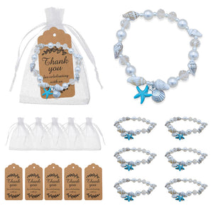 Pearl Shell Stretch Bracelet Turquoise Starfish Shell Charm