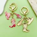 Western Cowboy Charm Keychains Featuring Pink Boot Across 30 Pictured Variations view 4