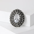 Braided Oval Crystal Brooch With White Pearl Accent view 3