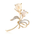Shell Effect Flower Bud Branch Brooch With Crystal Bow view 5