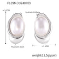 Oval Pearl Twist Frame Stud Earrings Gold Steel Metal Finish view 7