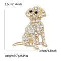 Gold Silver Clear Rhinestone Sitting Dog Brooch Pins view 5