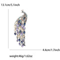 Long Crystal Peacock Brooch in Four Colors for Jackets, Coats, and Scarves view 7