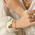 Gold Twisted Rope Freshwater Pearl OT Toggle Bracelet 17cm view 4