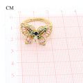 Gold Tone Multicolor Crystal Butterfly Adjustable Open Rings view 2