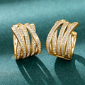 Layered Curved Multi-Rail Wide Huggie Earrings In Two Metal Tones view 3