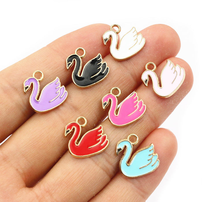 Colorful Swan Charms In 1 Style For Jewelry Making