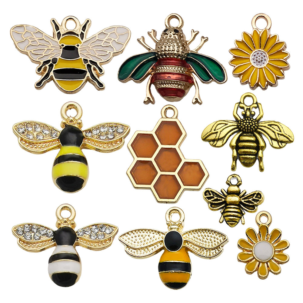 Enamel Zinc Alloy Bee Charm Pendant for DIY Hair Accessories Bracelet Necklace Jewelry