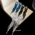 Rhinestone Circle Multi Chain Tassel Stud Earrings view 4
