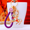Crystal Flying Horse Keychains with Six Fortune Cord Options view 4