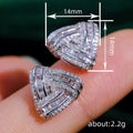 Layered Crystal Triangle Stud Earrings in Silver Tone view 4