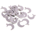 Polished Stainless Steel Crescent Moon Pendants with Top Holes view 2