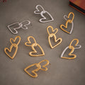 Open Double Heart Link Earrings in Three Metal Finishes view 2