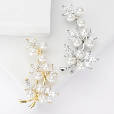 Pearl Vine brooch shown in the available finishes