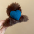 Brown Fur Heart Claw Clips Felt Centers Four Colors view 9