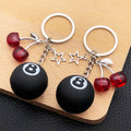 Black Eight Ball Star and Cherry Metal Keychain Set view 4