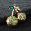 Rhinestone Double Cherry Charm Pendant Gold Tone Five Colors view 8