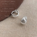 Silver Ribbed Huggie Hoop Earrings Textured Metal Pair view 4