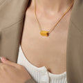 Gold Prism Pendant Necklace Smile And Smiley Face Engraving view 1