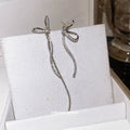 Crystal Bow Asymmetric Tassel Stud Earrings Fashion Jewelry view 2