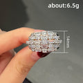 Wide Baguette And Round Stone Cluster Ring In Blue Or Clear view 5