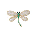 Gold Tone Crystal Dragonfly Brooch With Green Body Stones view 2