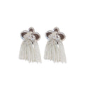 Clear Floral Crystal Drop and Chain Fringe Earrings view 5