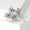 Crystal Leaf Branch Brooch in Four Blue and Red Finishes view 3