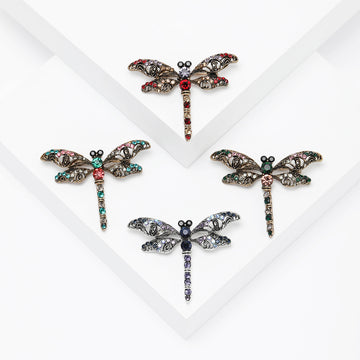 Filigree Dragonfly Brooch in Four Antique Crystal Palettes