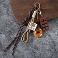 Bread Charm Keychains With Chocolate Bars And Brown Cord Loops view 2