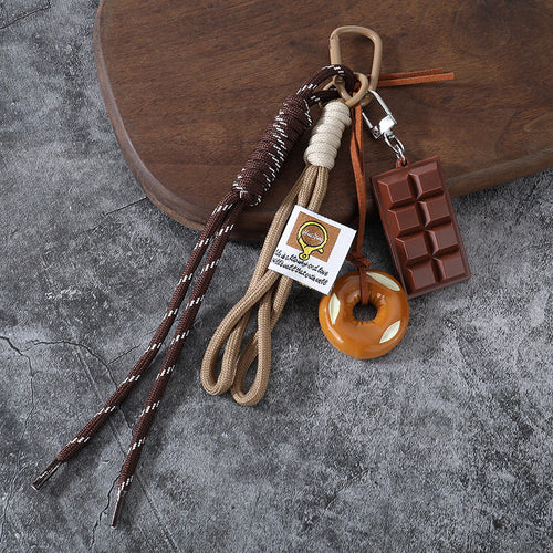 Pretzel Bread and Bagel Nylon Keychain Creative Gift Charm