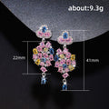 Multicolor Floral Cluster Long Drop Earrings Metal Jewelry Design view 5