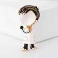 Doctor Brooch With White Coat Stethoscope and Pearl Effect Face view 1