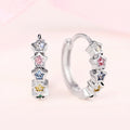Multicolor Star Stone Small Hoop Earrings Silver Tone view 2