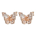 Rose Gold Mini Butterfly Stud Earrings Clear Crystals view 5