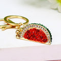 Mixed Watermelon Slice and Full Crystal Watermelon Keychains with Blue Loops view 1