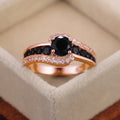 Black And Blue Round Stone Swirl Ring In Four Metal Finishes view 7