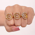 Spiral Swirl Zircon Open Side Adjustable Ring Gold Or Steel view 4