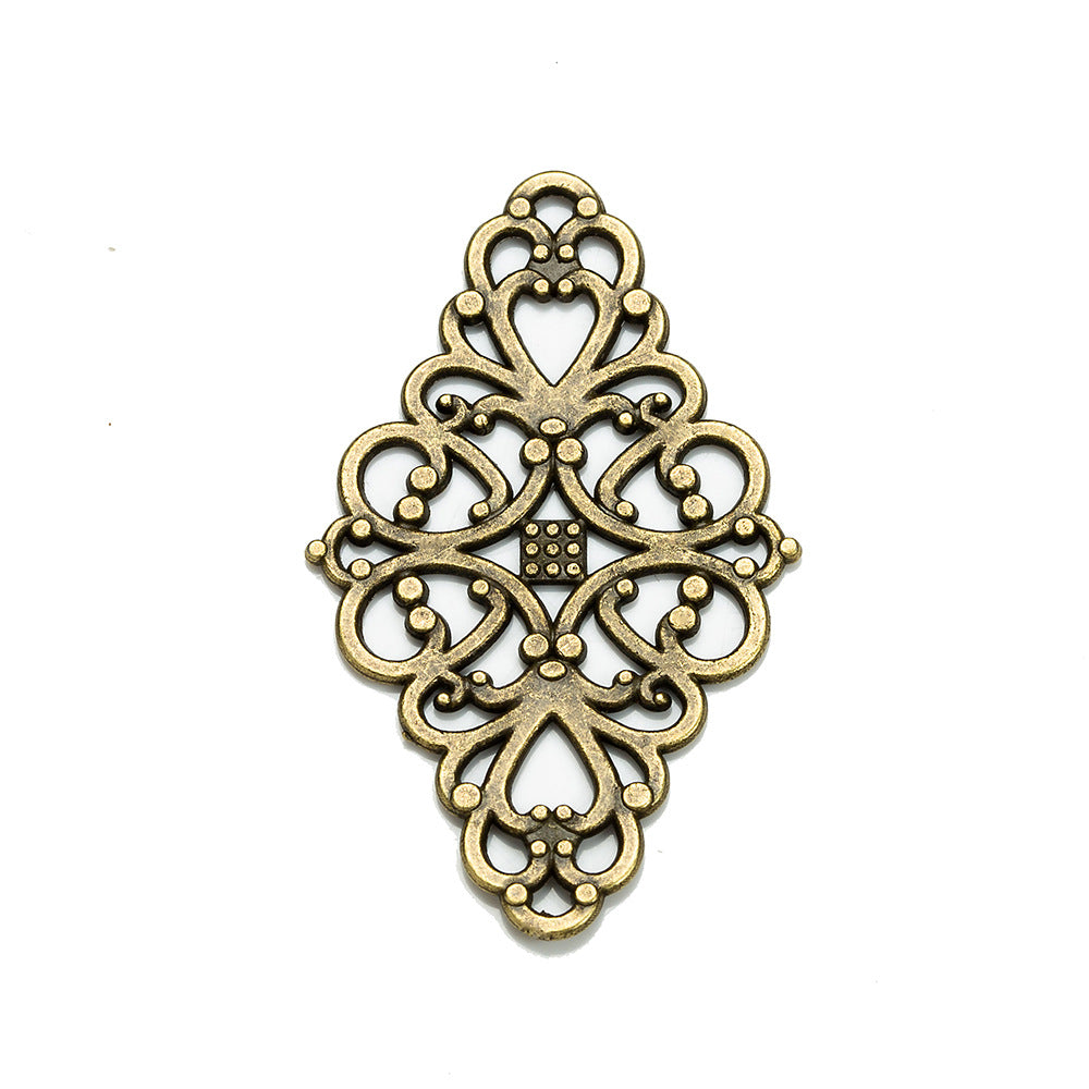Vintage 42x25mm Hollow Diamond Alloy Charm Pendant