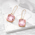 Square Faceted Glass Dangle Earrings Gold Fishhooks 7 Colors view 10