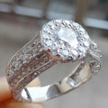 Silver Tone Round Clear Stone Ornate Halo Ring Jewelry view 3