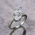 Silver Tone Three Marquise Clear Stone Bypass Ring view 3