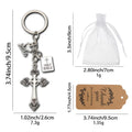 Silver Fleur De Lis Cross Dove and Bible Keychain and Attached Hardware view 2