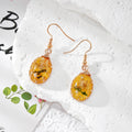 Wire Wrapped Teardrop Dried Flower Resin Earrings 5 Colors view 4