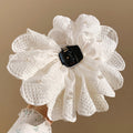 White Lace Pearl Flower Shark Clips Black Ribbon Style view 6