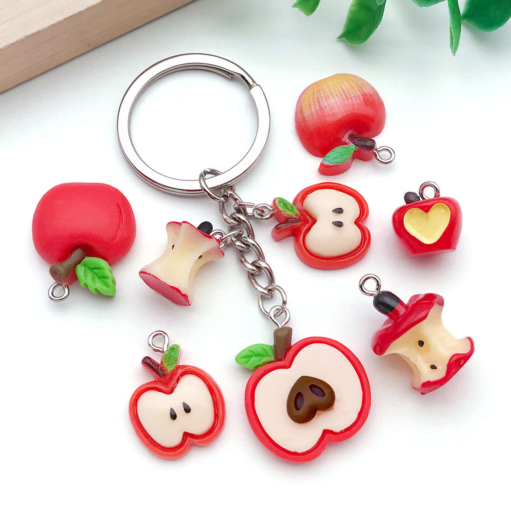 Acrylic 3D Apple Fruit Charm Pendant for DIY Bracelet Necklace Earrings Jewelry Making