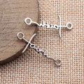 Antique Silver Script Word Connector Charms in Three Styles view 2