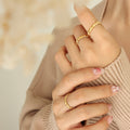 Gold Open Adjustable Heart Link Band Ring US Size 7 view 1