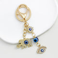 Elephant And Evil Eye Bead Keychain With Rhinestone Charm Cluster view 10