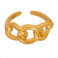 Gold Steel Open Chain Link Cuff Ring Size 7 Non Adjustable view 5
